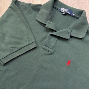 Polo Ralph Lauren Mens Medium Vintage USA Green Stretch Cotton Polo Shirt
